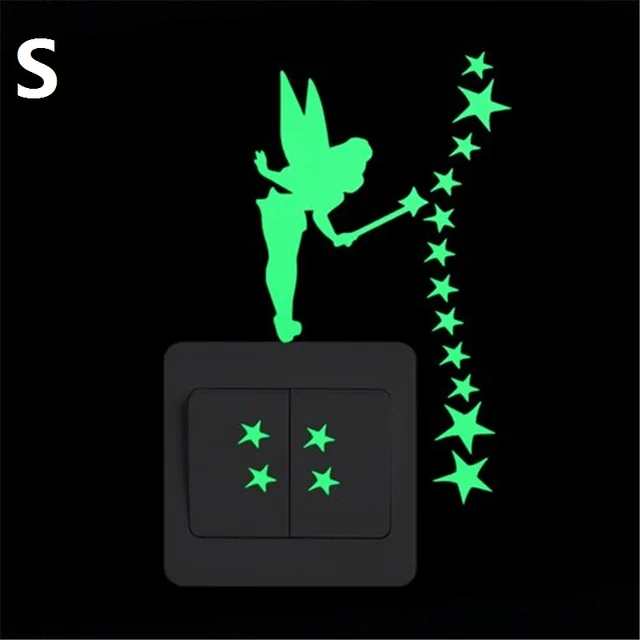 Funny Cat Dog Switch Stickers Glow In The Dark Wall Mural Art Kids Room Home Decoration Fairy Star Moon Luminous Pvc Wall Decals 5