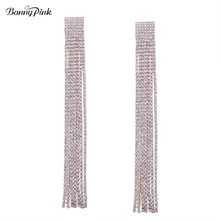 Роскошные Multi горный хрусталь кисточкой шпильки серьги для женщин Коренастый со стразами Длинная цепочка Пост Серьги модные свадебные украшения Pendiente