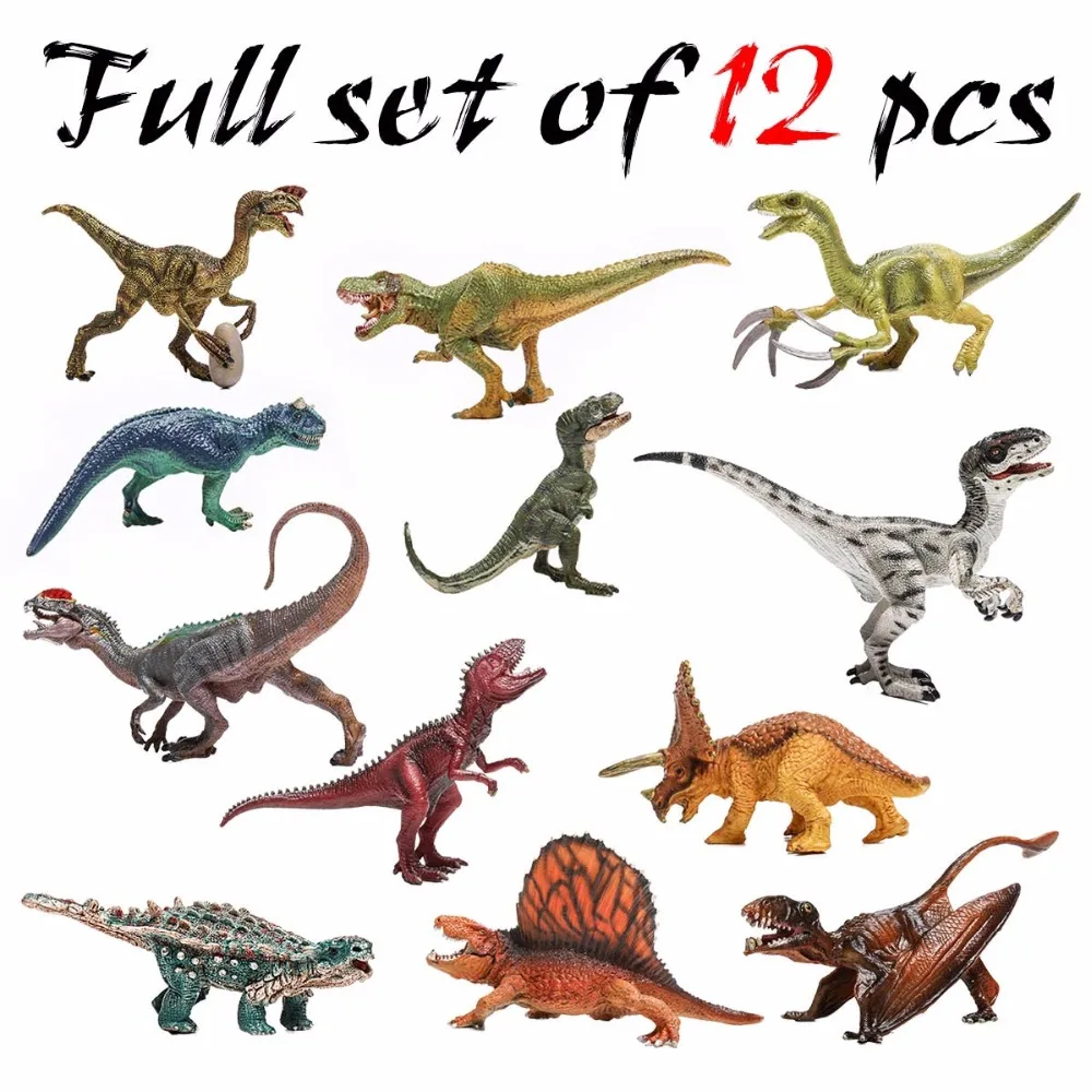 Certified Goods 12pcs Large Dinosaurs Models Set 1/6 3D PVC Animals