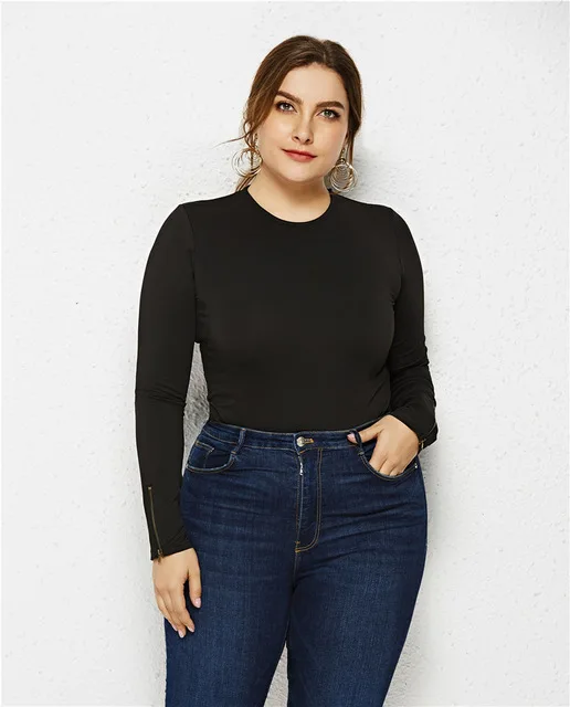 Плюс размеры XL 6XL Сексуальная Bodycon молния с длинным рукавом Тощий Корректирующие