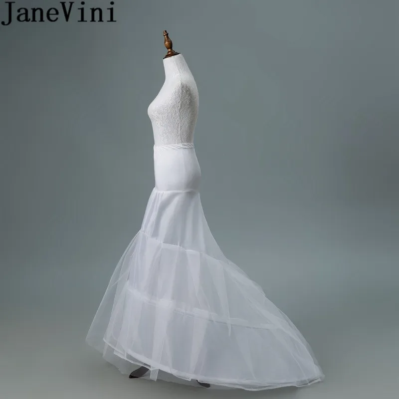 

JaneVini 2018 White Tulle Underskirt Bustle Petticots Bride Mermaid Crinoline Net Petticoat Wedding Accessories Jupon 3 Cerceaux