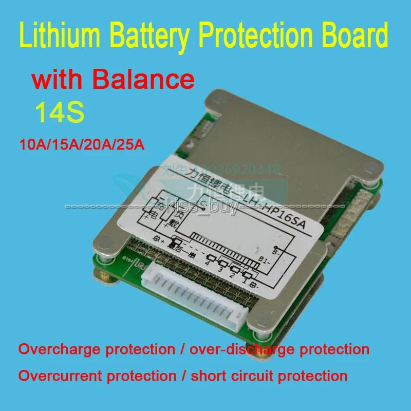 

14S cells 48V 25A 18650 Li-ion Lithium Battery Charger Protection Board BMS PCM Balance for electric bicycle BIKE  50.4V 51.8V