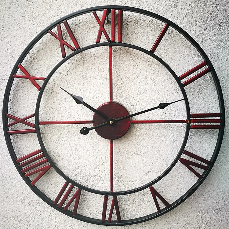 80 см Северная Европа краткие креативные настенные часы с римскими цифрами Ретро железные часы антикварные Klok Свадебные украшения настенные часы