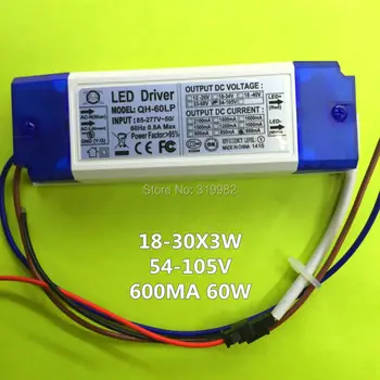 

10 PCS Isolation Max 60W LED Driver 18-30x3W 600mA 650mA 110V 220V High PFC Power Supply Transformer QH-60LP for LED Grow Lamp