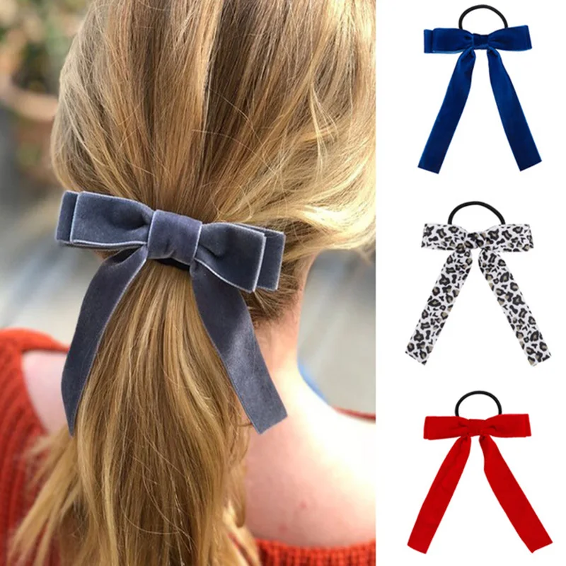 

ncmama 2pcs/lot Hair Accessories Velvet Hair Bows for Girls Hair Rope Scrunchies Ponytail Gum for Hair Korean Women Headwear