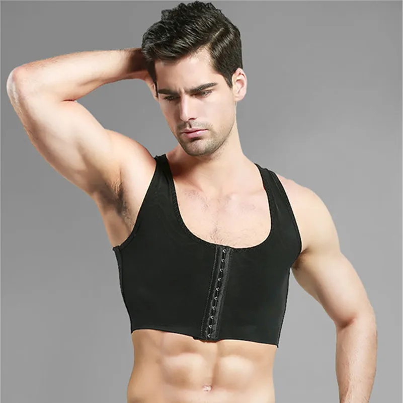 Male control chest Bra Gynecomastia Chest Shaper Vest tops Sexy Men Posture Corrector Compression Shirt Corset