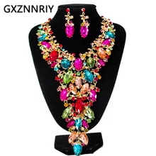 Crystal Flower Bridal Jewelry Sets for Women Rhinestone Wedding Gold Necklace and Earrings Set Party Jewellery Sets Gifts Crystal Flower Bridal Jewelry Sets for Women Rhinestone Wedding Gold Necklace and Earrings Set Party Jewellery Sets Gifts