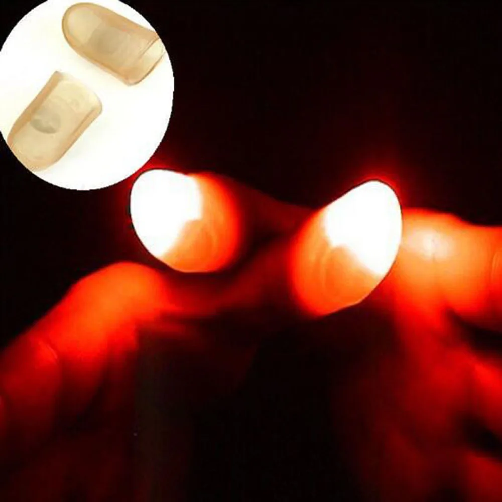 Лидер продаж 2 шт. магический супер яркий светодиодный светильник на шнуровке больших пальцев Пальцы Трюк, появившись светильник крупным планом светильник-Набор для творчества, обучающая игрушка