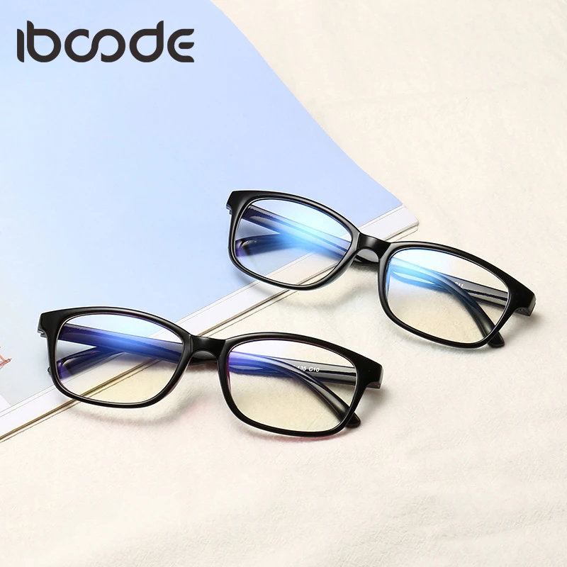 

iboode Myopia Glasses Blue Film Radiation Protection Men Women Ultralight With Degree Spectacles Reading Glasses Unisex Eyewear