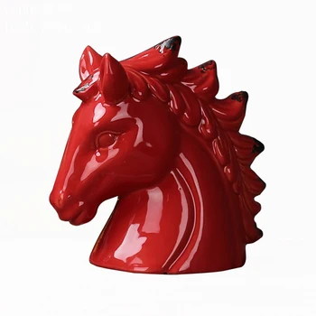 

Nordic Country Simple Craft Gift Hotel Villa Coffee Shop Living Room Porch Ceramic Horse Head Decoration Ornaments Home Decor