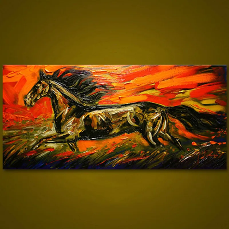 

Large Painting Gifts Modern Knife Running Horse Pictures Home Decor Wall Art Handpainted Abstract Animal Oil Paintings on Canvas