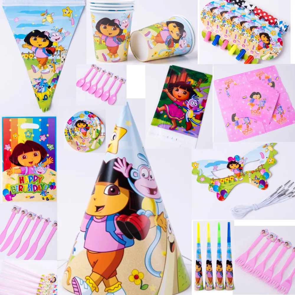 116pcs Dora New Kids Birthday Party Decoration Set Birthday Dora