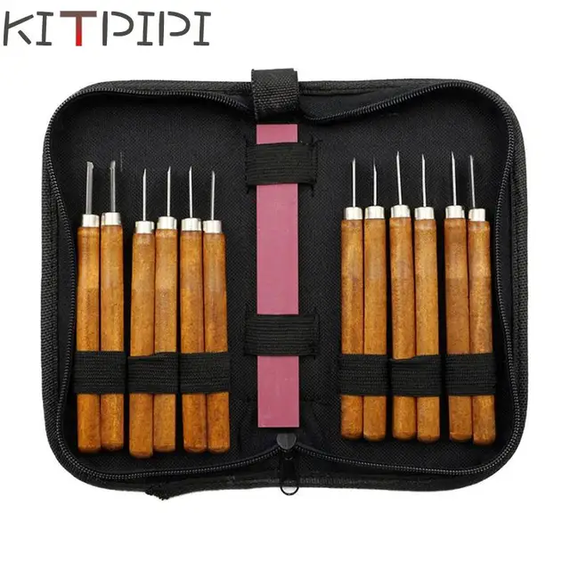 KITPIPI Wood Handle 13pcs Scalpel Tools Wood Carving Tools Set Cutter Woodcut Knife Hand Tool Kit DKD8199