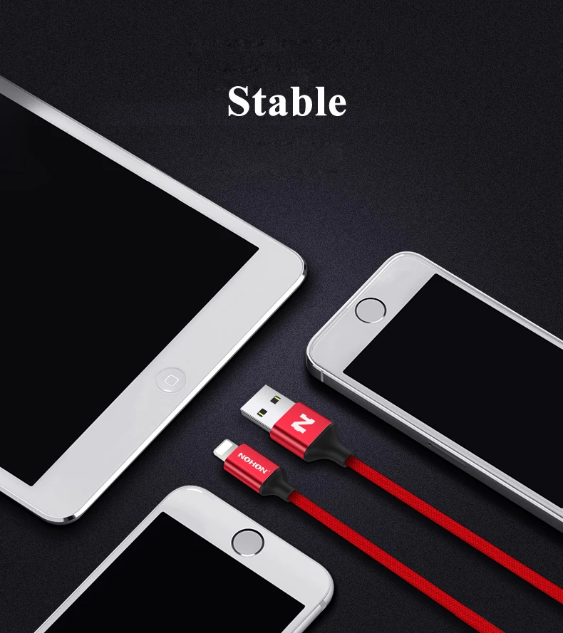 Nohon Cable For iPhone X 8 8 Plus 7 7Plus 6 6S 5S Plus iOS 11 10 9 8 iPad 8pin Fast Charger Data Sync Phone Cables For Lightning Details (07)