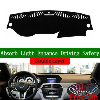 

Double Layer Car Stickers For Meredes-Benz C CLASS c350 c250 c200 2011-2013 Dashboard Cover Car Accessories Interior Anti-UV