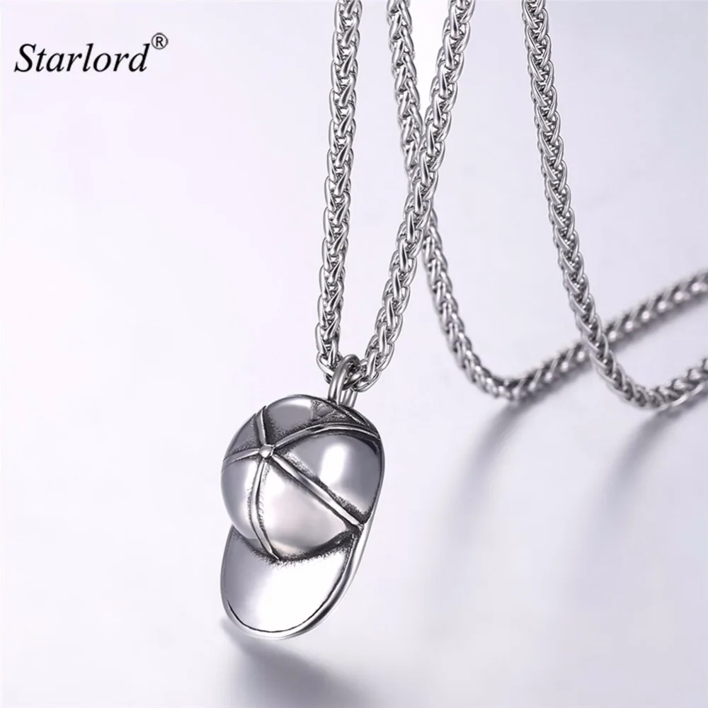 

Baseball Hat/Cap Necklace Pendant Stainless Steel Gold/Black Color Simple Boho Sports Charm Baseball Hat Necklace For Men GP2868