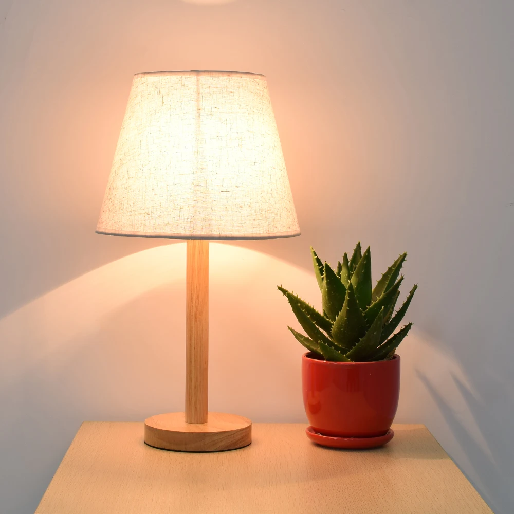 LUCKYLED, современная настольная лампа, деревянный Настольный Светильник E27/E26, держатель для спальни, ночник, светильник для гостиной, декоративный светильник с переключателем яркости