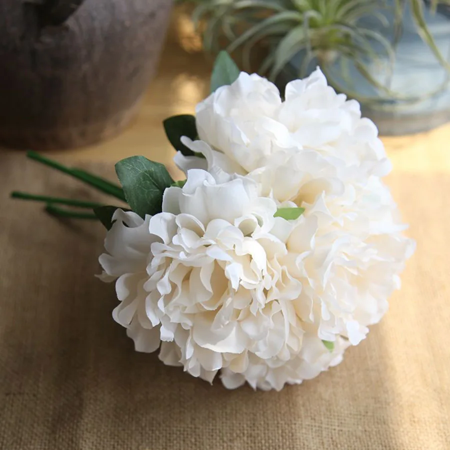 Pivoine artificielle en soie blanche, 5 pièces, grosses fleurs, pour  décoration de mariage, bouquet de fausses fleurs [096FDB8] - Cdiscount  Maison