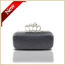 Mode Kupplung Schwarz Box Clutch Tasche Lange Kupplung Embrague Elegante Schädel Abendtaschen Gefälschte Ostrich Ring Kupplung Geldbörse #6027