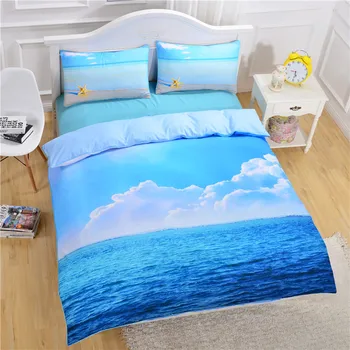 

3pcs Simple Bedding Set for Kids Twin Full Duvet Cover Seafish Ropa De Cama Bed Sets Linens E