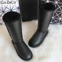 G&Zaco Winter Knee High Classic Snow Boots Australia Sheepskin Boots Natural Wool Sheep Fur Genuine Leather Women’s Long Boots