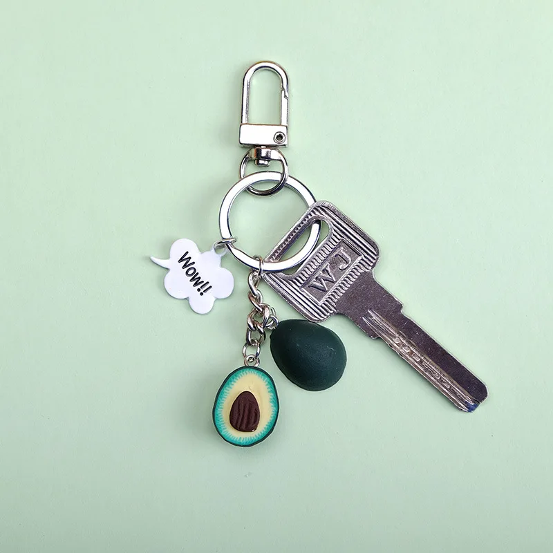 

2019 New Simulation Fruit Avocado Heart-shaped Keychain Fashion Jewelry Gift For Women pendant accessories kids Gift key keyring