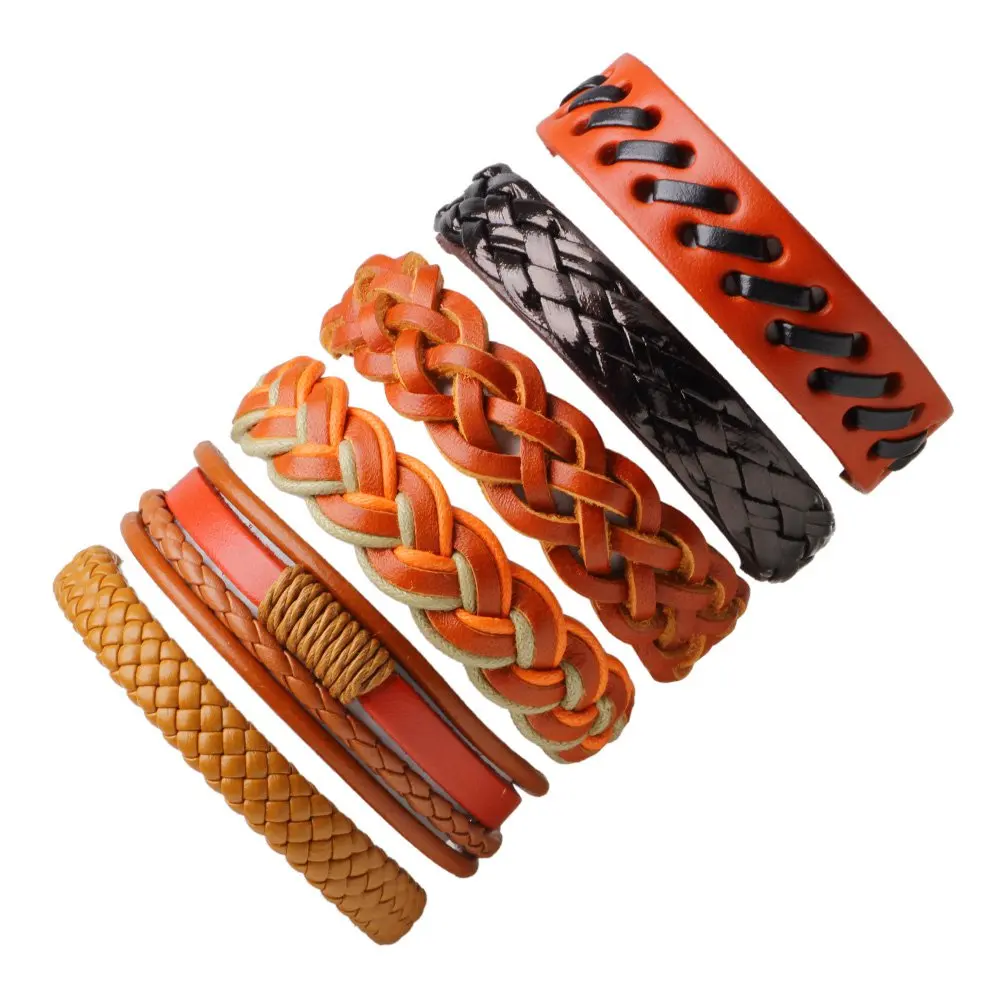 5-6 шт./компл. кожанные панк браслеты для женщин мужской кожаный браслет мужские плетеные браслеты и ювелирные женские браслеты pulseira masculina - Окраска металла: F
