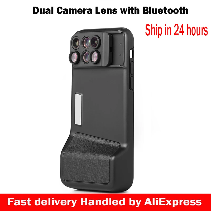 

6 in 1 Dual Camera Lens For iPhone X 10 10X/20X Zoom Macro Lens Telescope Lens +Bluetooth+Phone Case For iPhone X