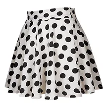Women Skirt Spots Printed High Waist Pleated Hem Casual Skirt for Summer NFE99