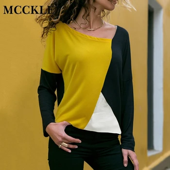 

MCCKLE Women Spell Color Long Sleeve Blouse 2018 Autumn Fashion Patchwork Loose Ladies Shirt Female Casual O Neck Blouses Tops