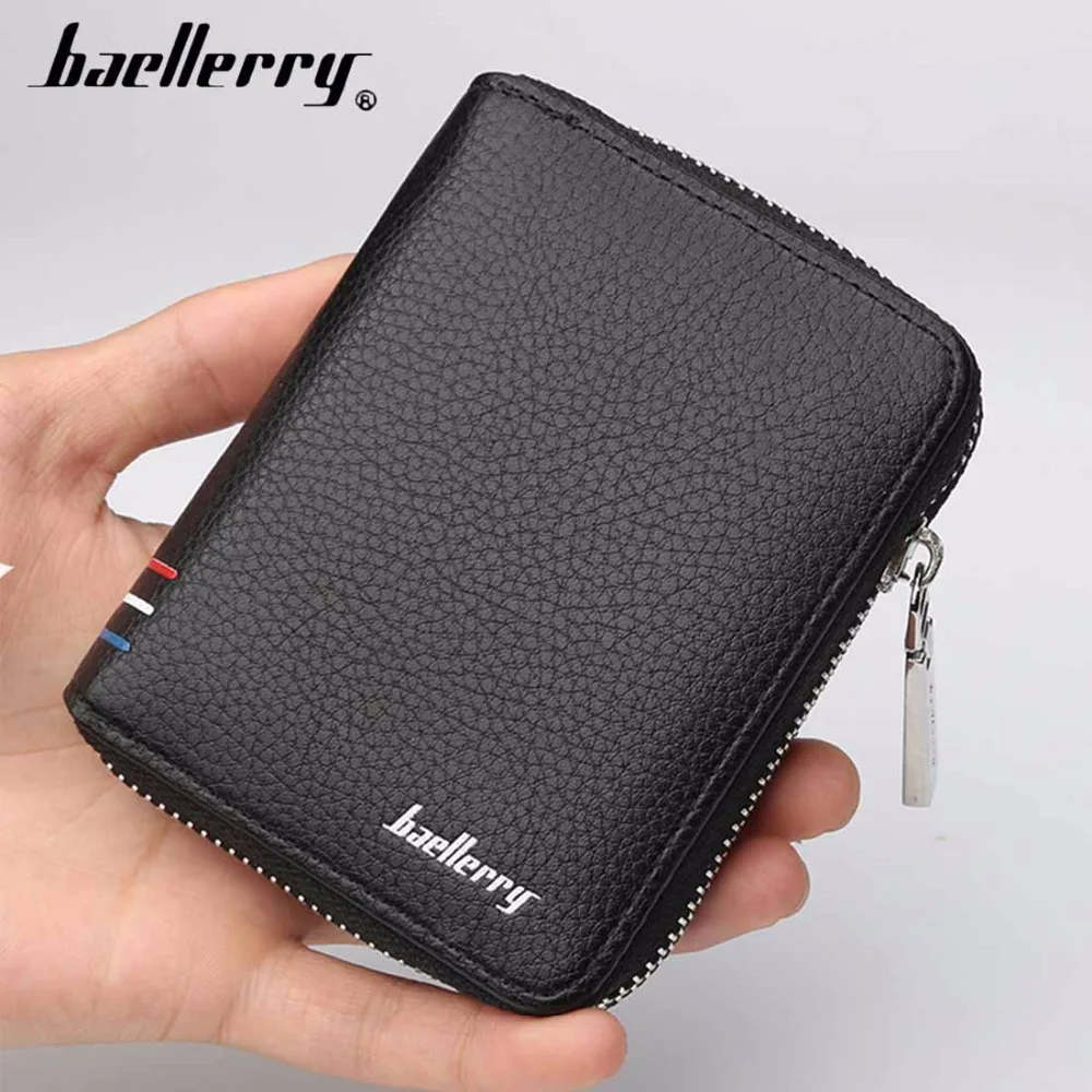 

2018 Baellerry Men Wallets Short Desigh PU Leather Card Holder Zipper Male Purse Fashion Brand High Quality Simple Men Purse