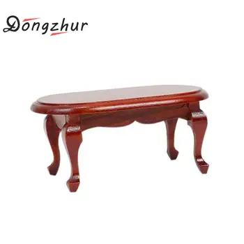 

Dongzhur Wooden 1:12 Miniature Dollhouse Furniture Mini Red Wood Teatable Miniature Doll House Furniture Poppenhuis Miniaturen