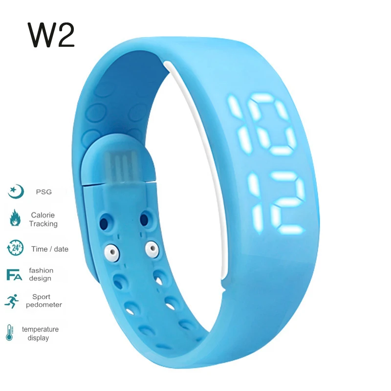 W2 Smartband Time Display Smart Watch with 3D Pedometer Temperature Sleep tracker Waterproof fitness bracelet pk
