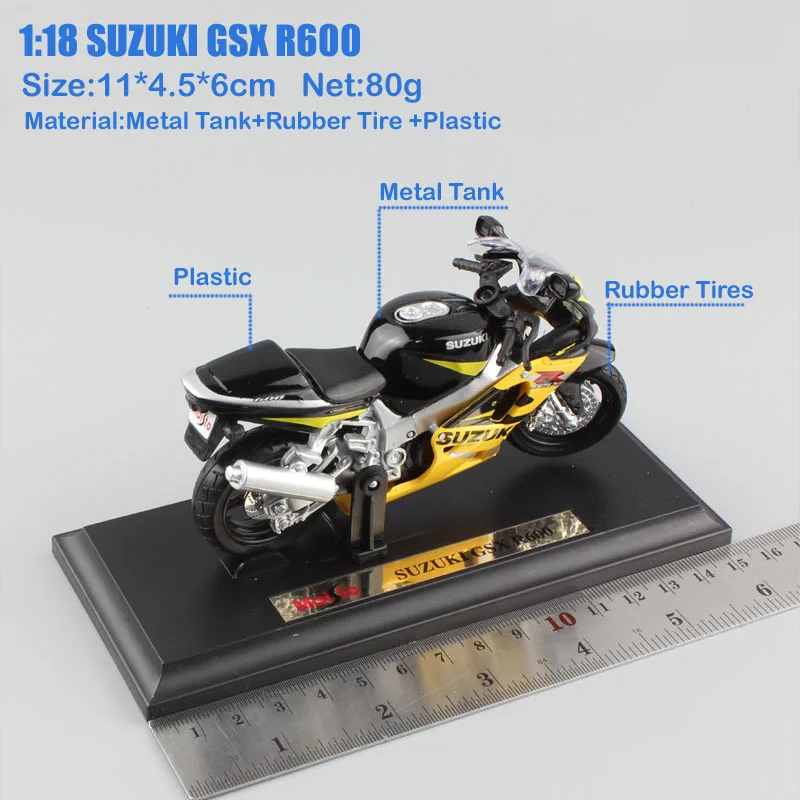 Коллекция 1/18 maisto mini SUZUKI GSX R600 Gixxer GSXR спортивный велосипед металлические Литые и