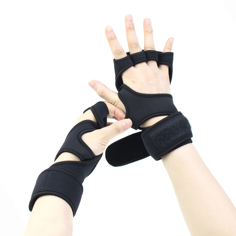 1 Pair Weight Lifting Training Gloves Women Men Fitness Sports Body Building Gymnastics Grips Gym Hand Palm Protector Gloves
