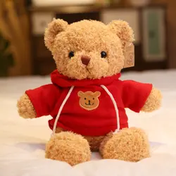 Около 28 см Прекрасный мультфильм мишка плюшевые игрушки красный пальто медведь мягкая кукла рождественский подарок b2192