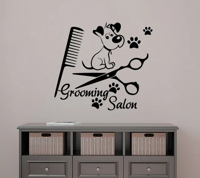 New Arrival Grooming Salon Wall Decals Pet Dog Scissor Vinyl Stickers