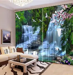 3D шторы 3d занавес моды 3D шторы природа водопад Домашний Декор Гостиная натуральный Книги по искусству Домашний Декор Ation
