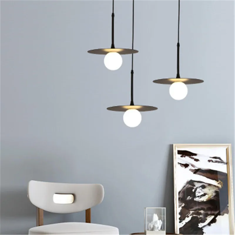 

Nordic Dreative Single Disc Pendant Light Art Living Room Bedside Wrought Iron E27 Light Fixtures