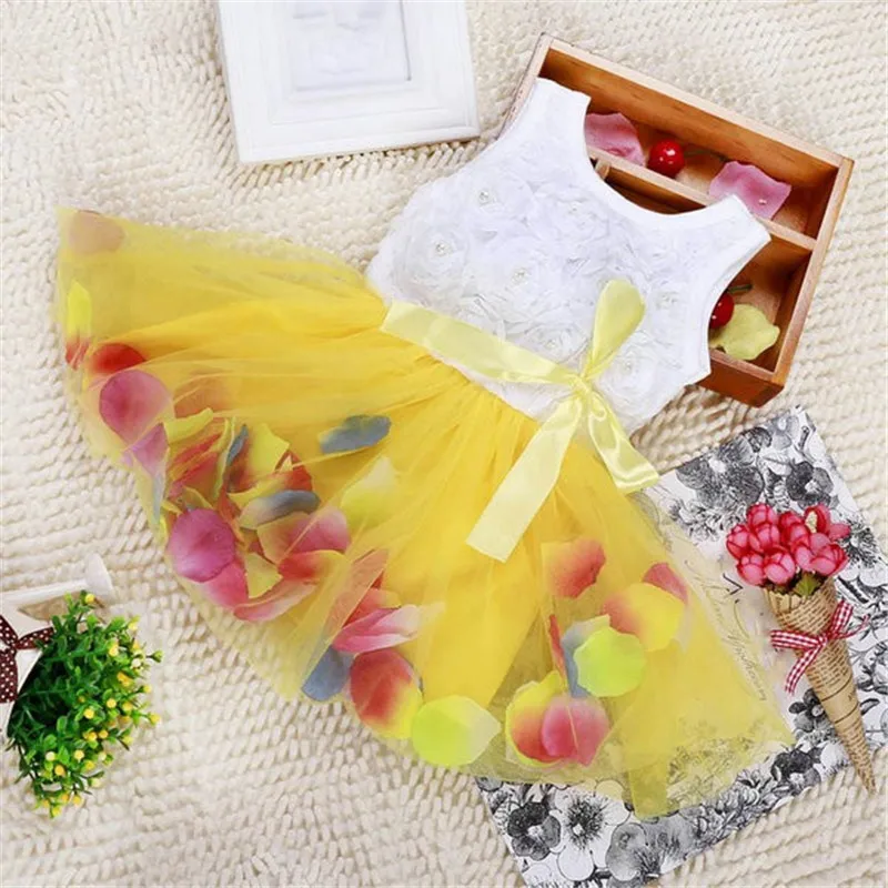 

2018 Newborn Baby Girl Dress Color Chiffon Princess Baby Dress Birthday Summer New Baby Fairy Petal Girl Dress