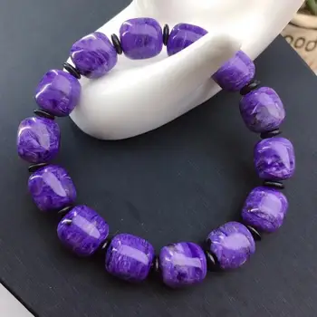 

Genuine Natural Purple Charoite Bracelet Barrel Beads Jewelry Charm Russian Bracelets 12x11mm Lucky Stone Drop Shipping AAAAA