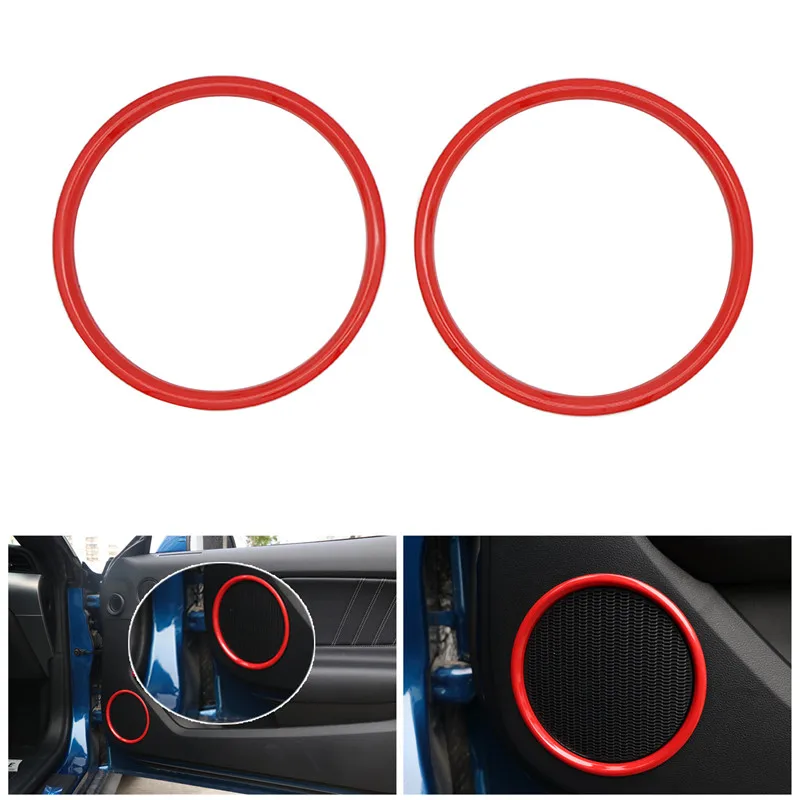 

For Ford Mustang 2015-2018 Red ABS Car Door Speaker Ring Trim Frame Cover