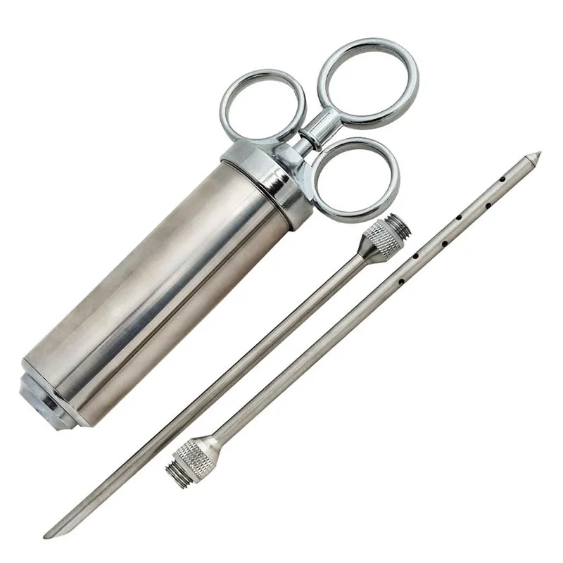online CHURRASCO de Carne Marinada Injector Seringa de Alimentos de Aço Inoxidável Tempero Sabor CHURRASCO Salmoura Injetores Injeção Kit Gun com 2 Agulhas