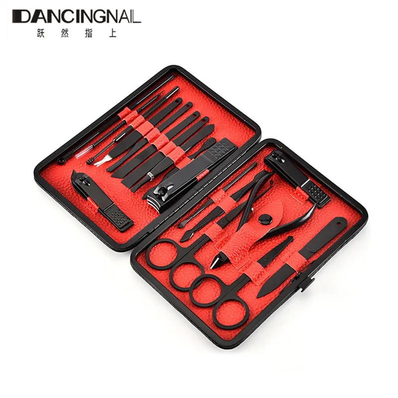 

Professional 18 in 1 Nail Clipper Kit Stainless Steel With Case Nail Care Manicure Set Pedicure Cutters Scissor Tweezer Knife