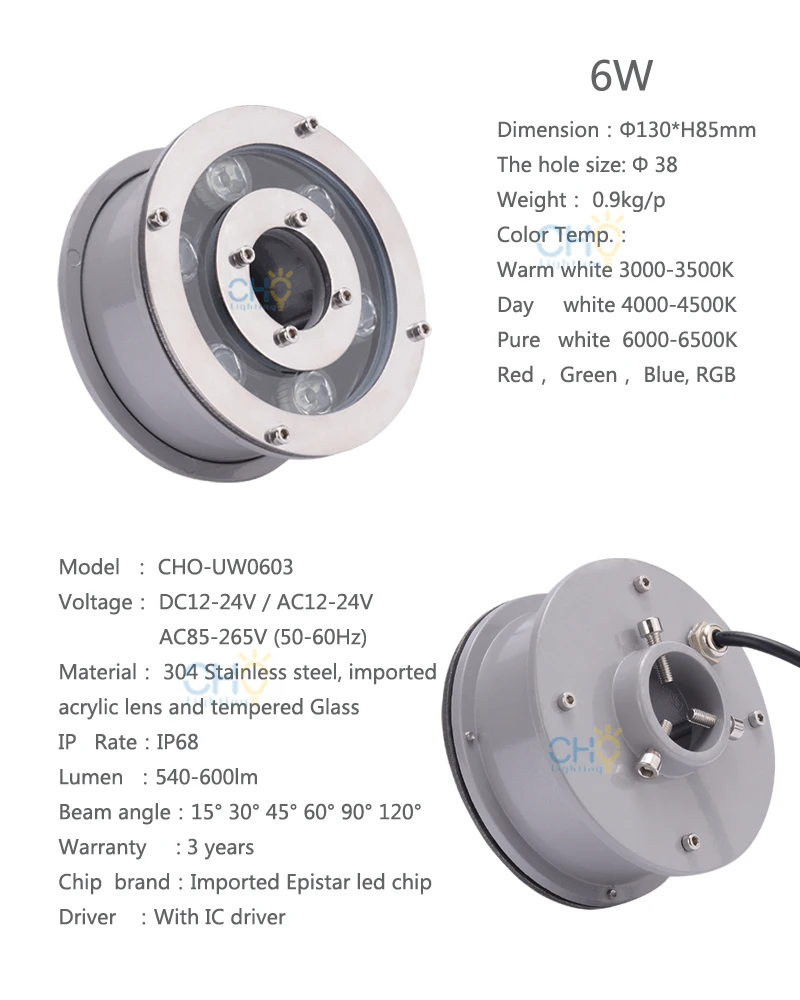 6w led fountain light clemence