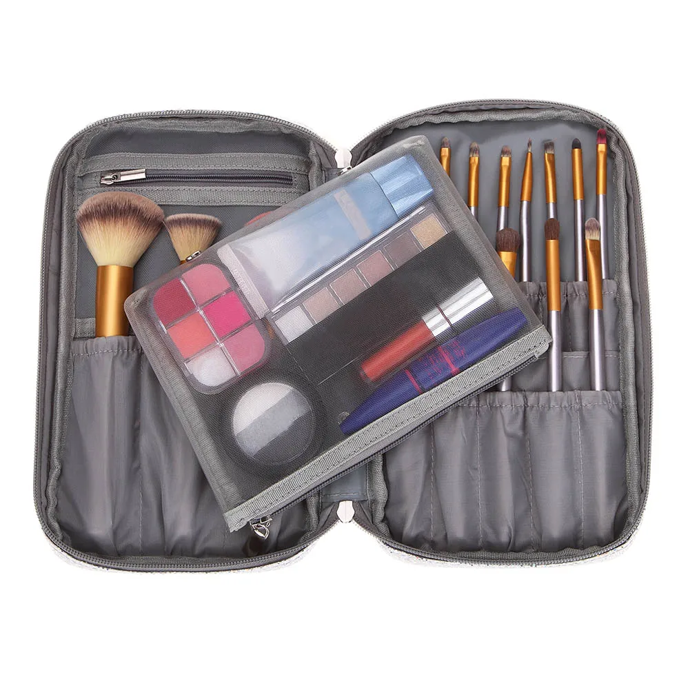 

Portable Shining Lady Girls Cosmetic Brushes Storage Pouch Zipper Organizer Makeup Case Women Makeup Travel Handbag Popular AB@W