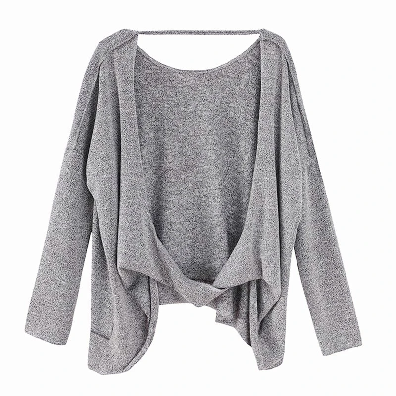 Korean Women's Clothing casual loose solid Tops sexy Backless tshirt o-neck long sleeve Tees new summer hipster T-Shirts ulzzang