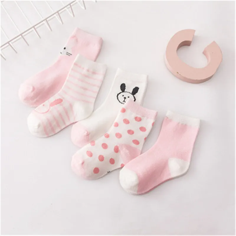 5 пара/лот; носки для малышей; хлопковые детские носки для мальчиков и девочек; носки для От 1 до 10 лет; коллекция года; сезон осень-зима; новые детские носки для малышей - Цвет: WZA032-Pink