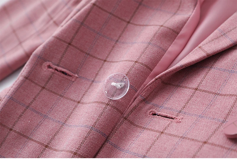 Женский модный розовый клетчатый Блейзер, мягкая плотная ткань для зимы, куртки для девочек, верхняя одежда, повседневное пальто, английский стиль, большие размеры 5XL