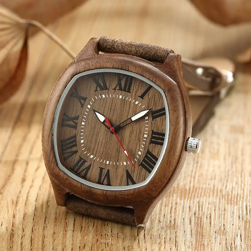 

Lightweight Mens Wooden Watches Casual Natural Wood Watches for Men Cowhide Leather Handmade Quartz Watches relogio masculino